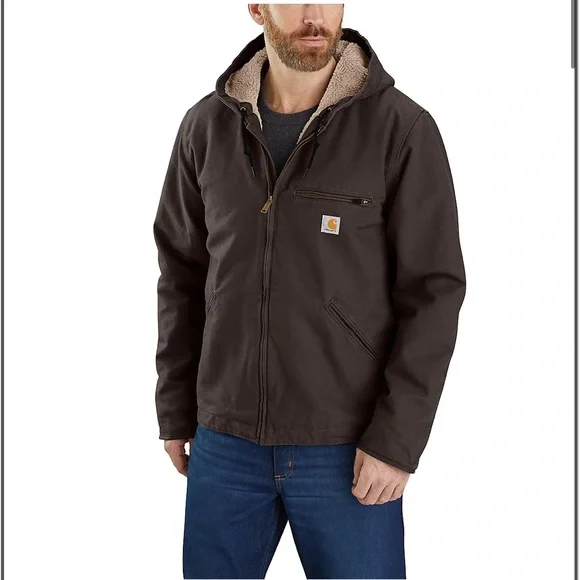 MEN'S SHERPA-LINED JACKET - RELAXED FIT - WASHED DUCK - 3 WARMEST RATING - Picture 1 of 6